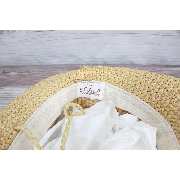 The SCALA Collection Natural Raffia Straw Drawstring Roll Brim Sun Hat Size OS - Picture 9 of 11